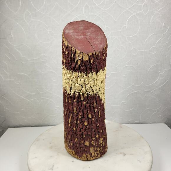 Vtg Folk Art Hand Painted Tree Bark Santa Claus 16” Rustic Christmas Cabin Decor - Picture 8 of 13